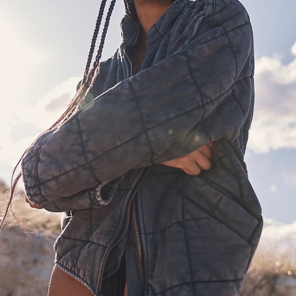 SOLD • free people dolman quilted jacket oversized multi season coat - Picture 3 of 8